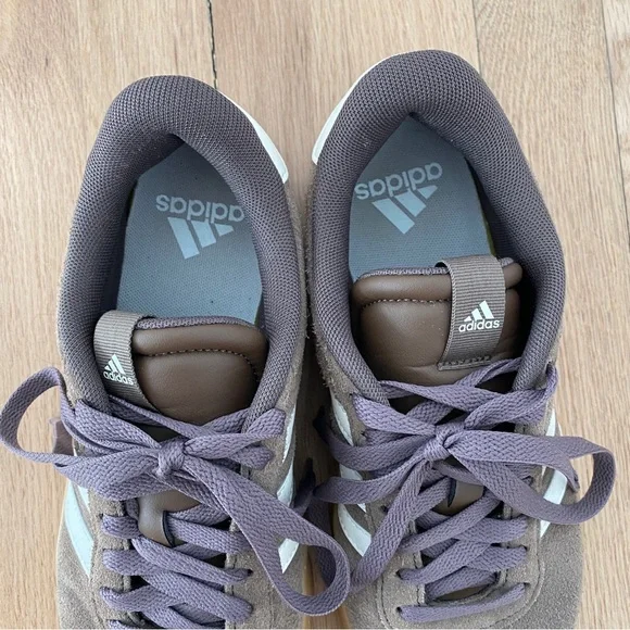 Adidas VL Court 3.0 Sneakers Brown Suede White Tan Rubber Sole Size Women's 7 - Picture 5 of 8